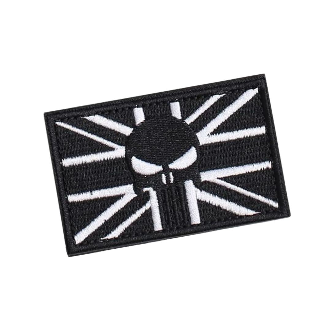 Black and White Union Jack Punisher Skull Velcro Patch - Tactical Morale Patch