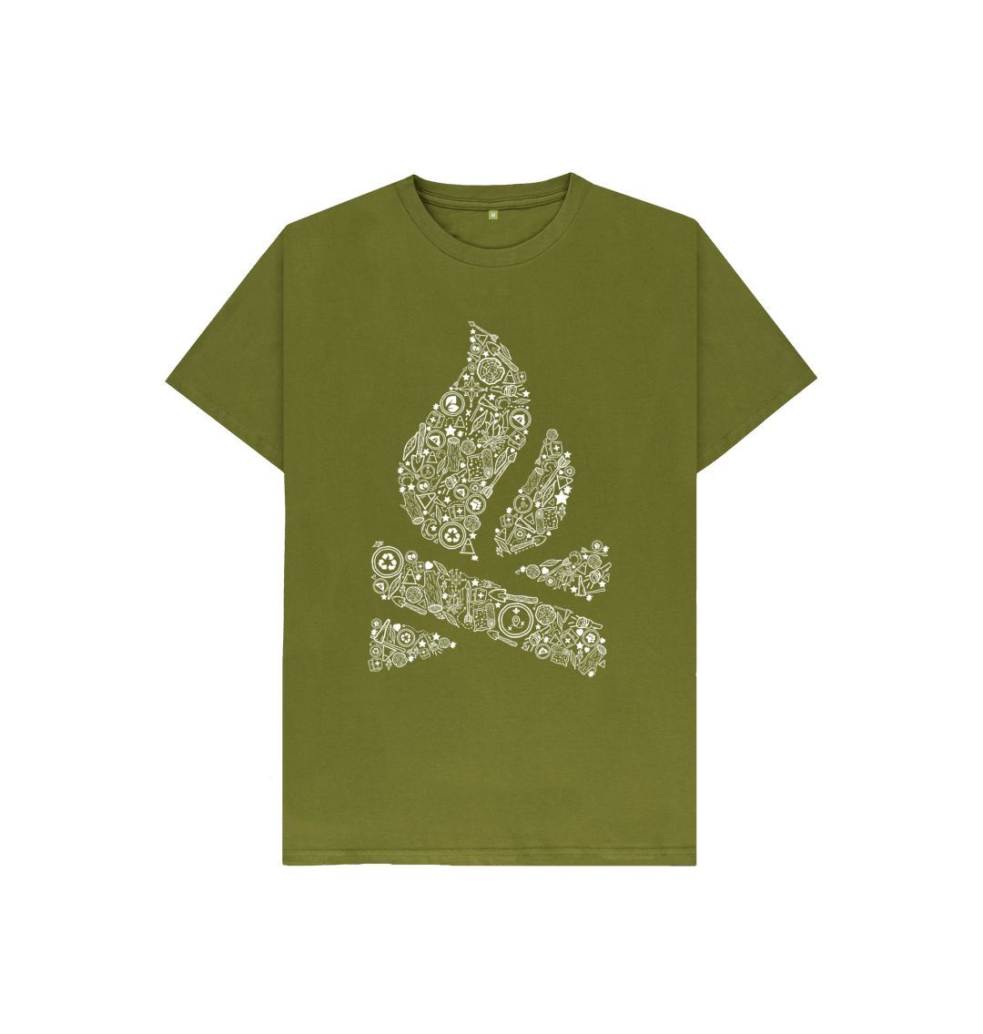 Moss Green P1AN Camp Fire Childrens T-Shirt