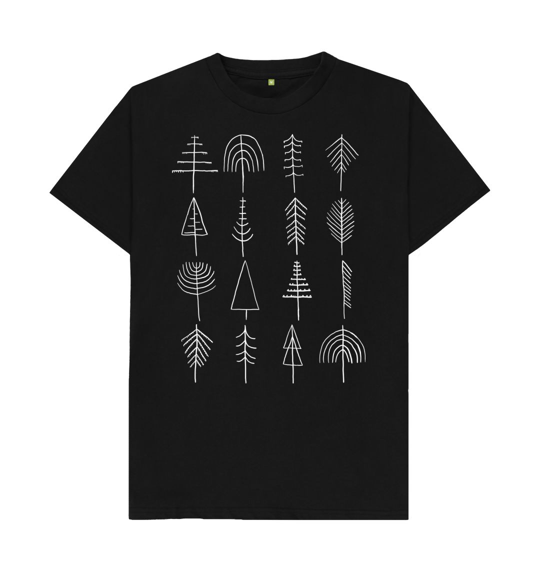 Black P1AN Trees Mens T-shirt
