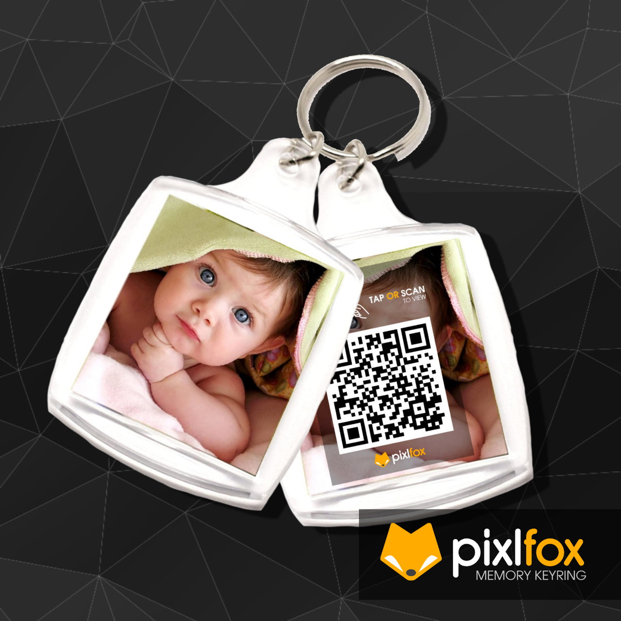 Personalised Photo Memory Keyring | NFC & QR Enabled | Will Display a Video or Website of Your Choice When Scanned