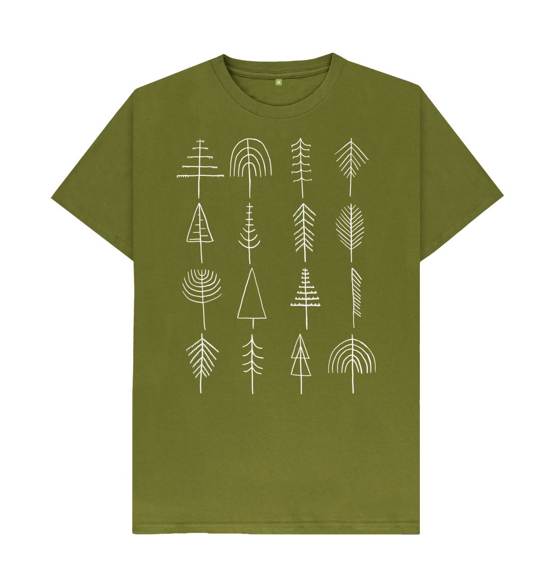 Moss Green P1AN Trees Mens T-shirt