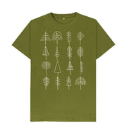 Moss Green P1AN Trees Mens T-shirt